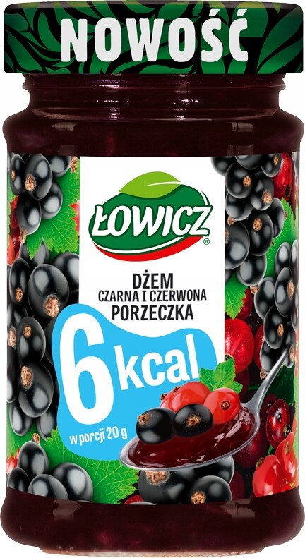 5x Łowicz Džem s příchutí černého rybízu, nízkokalorický, 6 kcal, 200 g