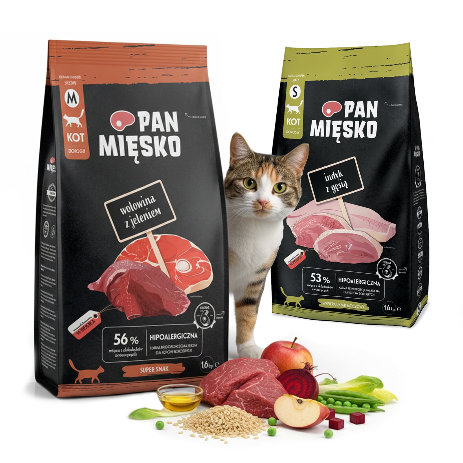 Pan Mięsko kočka Hovězí maso s jelenem Krůta s husou sada 2x1,6 kg