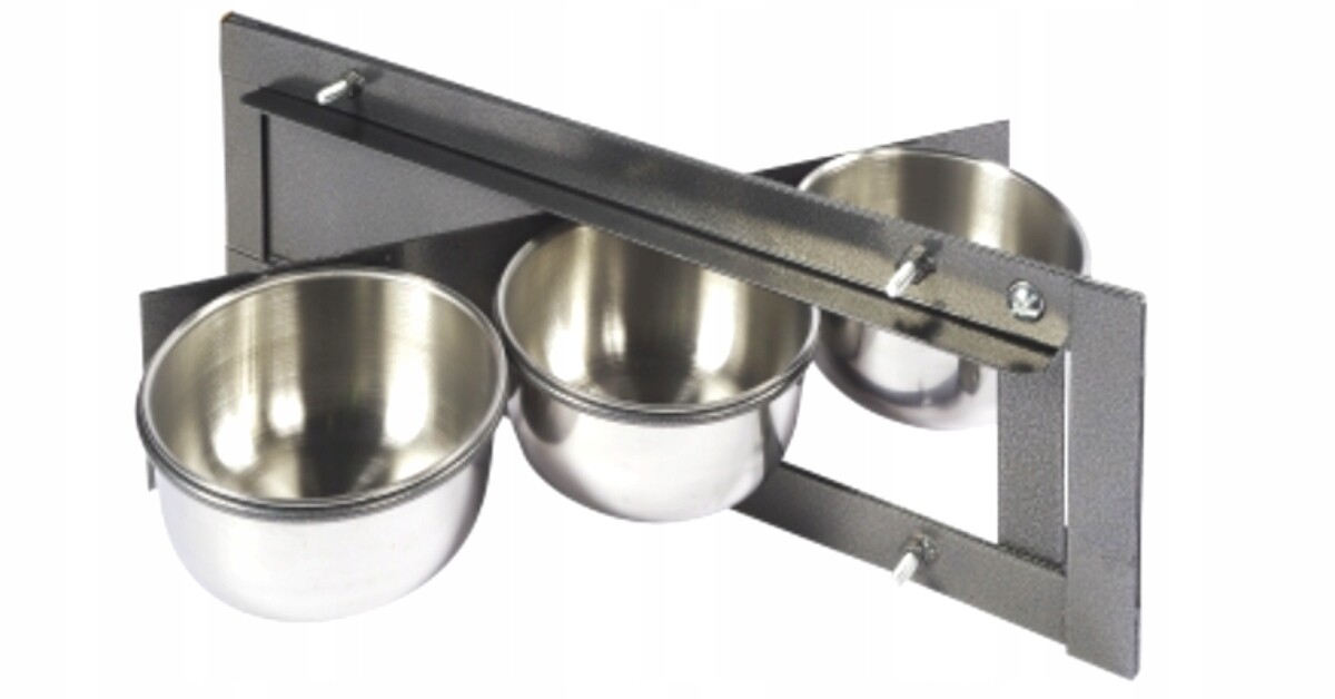 3 misky pro voliéru papoušků z nerezové oceli M průměr misky