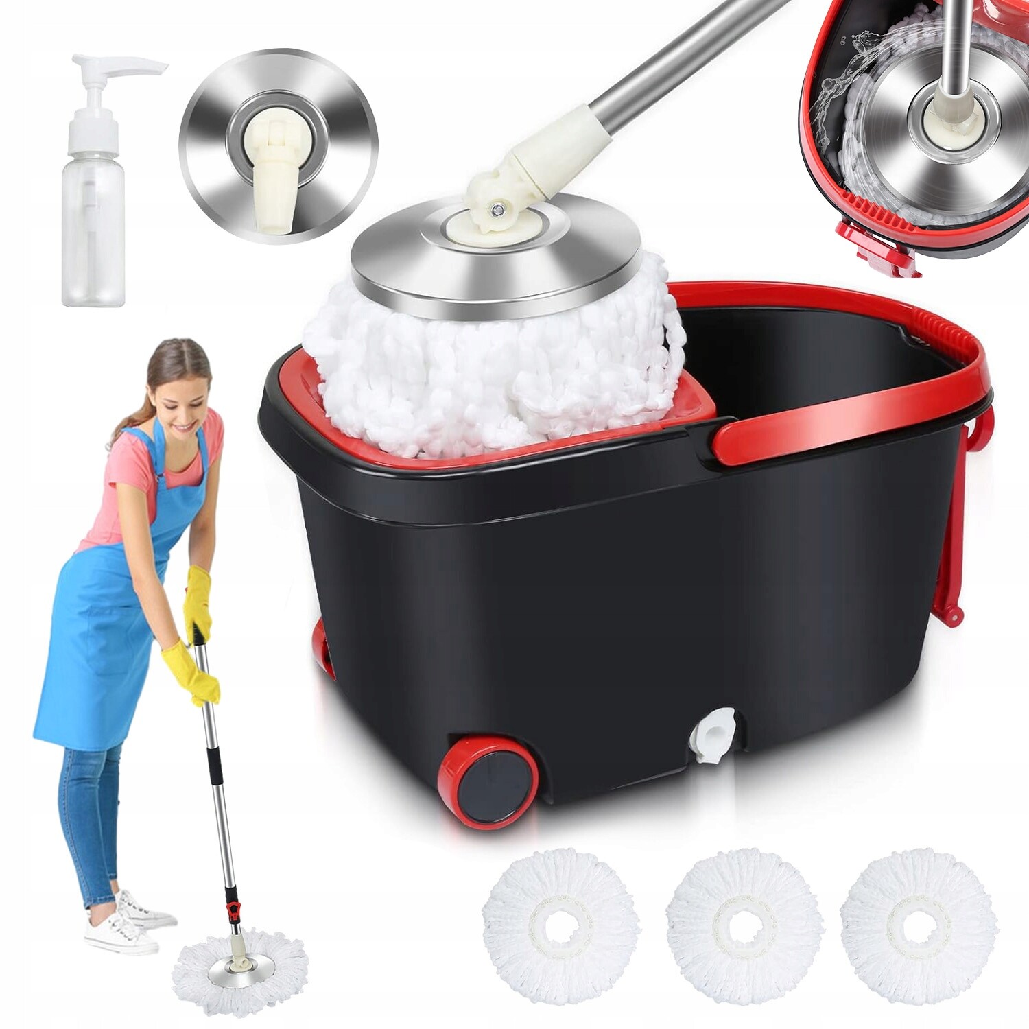 Rotační Mop S Kbelíkem Perfect Clean 360 2V1 Mikrovlákno Sada