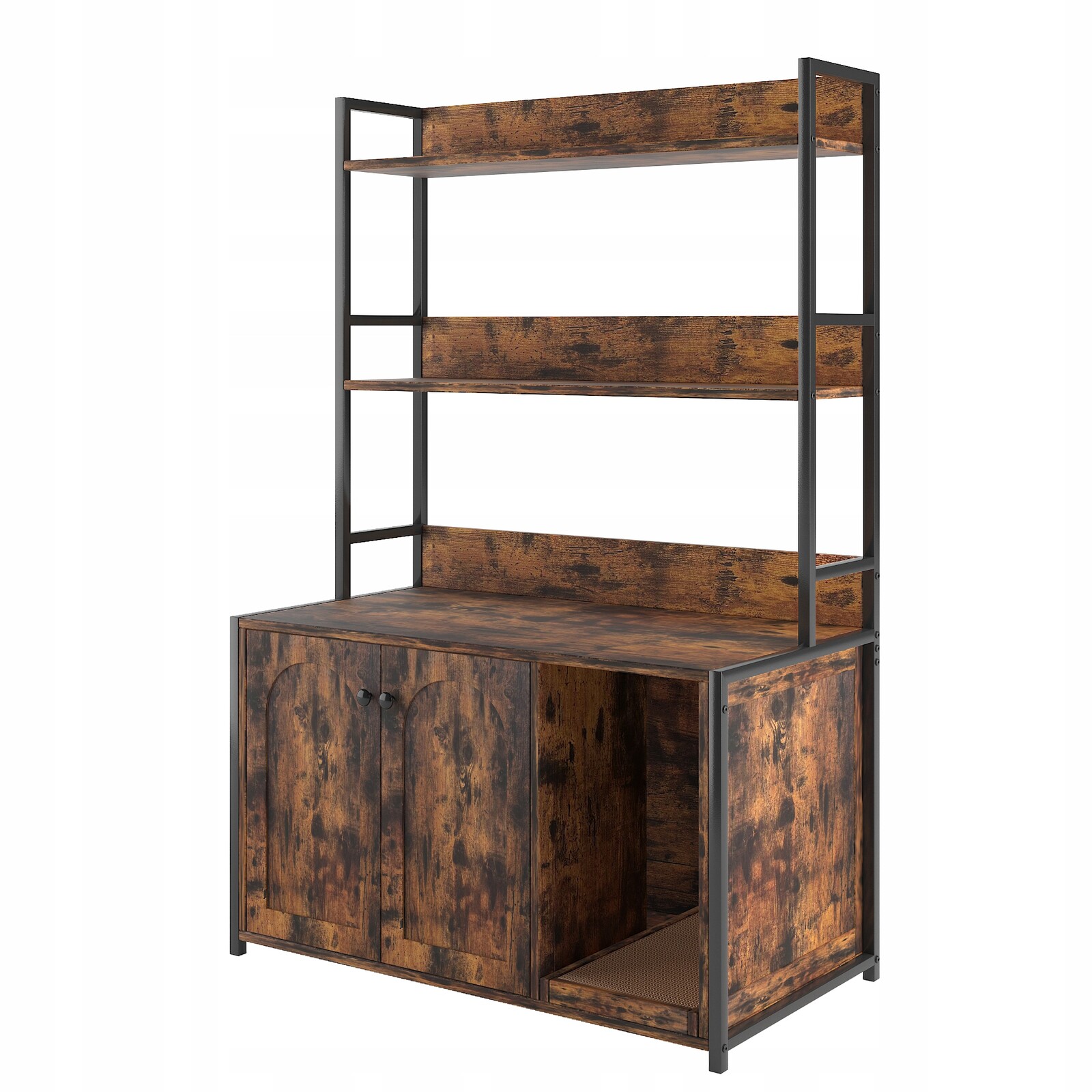 Duża obudowa kuwety z półkami i drzwiami,szafka z Drapak dla kota,89x45x132