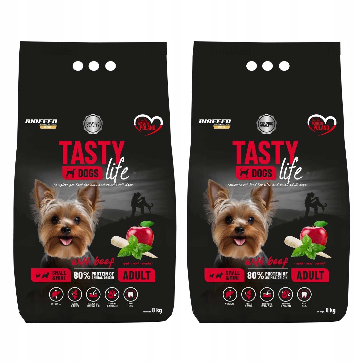 Tasty Dogs Life Suché krmivo pro psy malých plemen s hovězím masem 8 kg x2