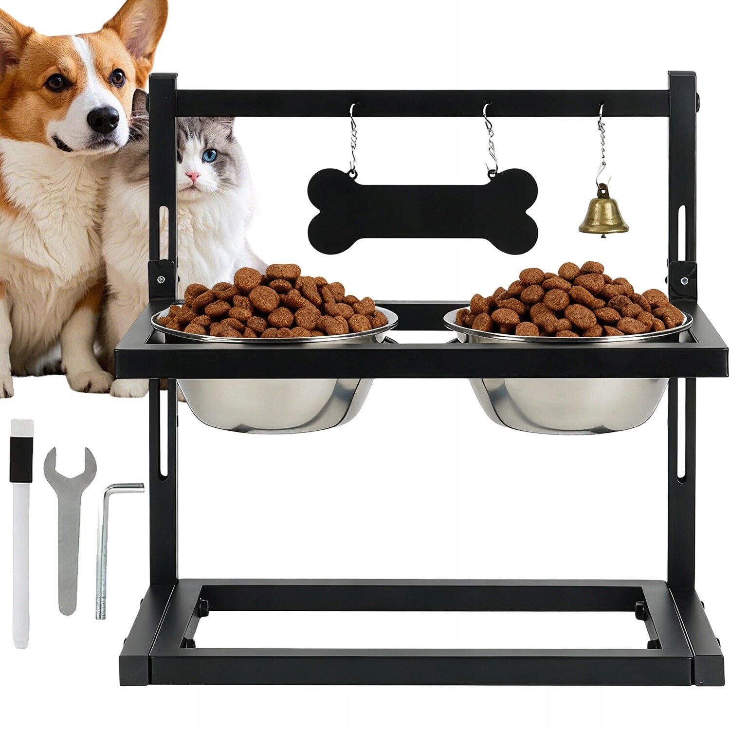 Misky Pro Psa Na Stojanu Dvojitá Nastavitelná Miska Pro Velkého Psa 2X1150 ML