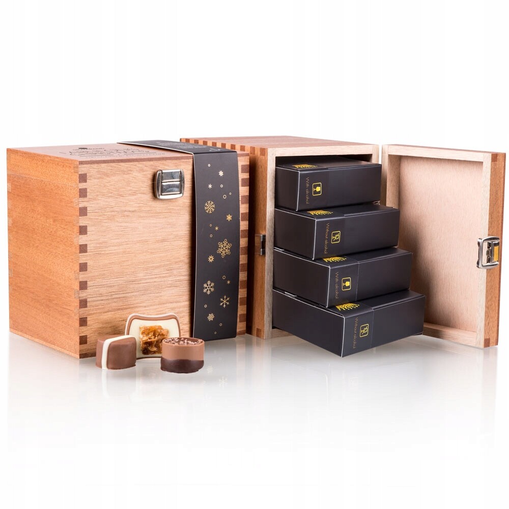 Vánoční sada 40 pralinek v krabičce Fabulous mix dřevo Okoume