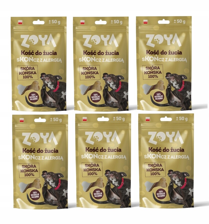 Psí pamlsek Zoya Kost Skončovač s alergií Koňská kůže 6x50g
