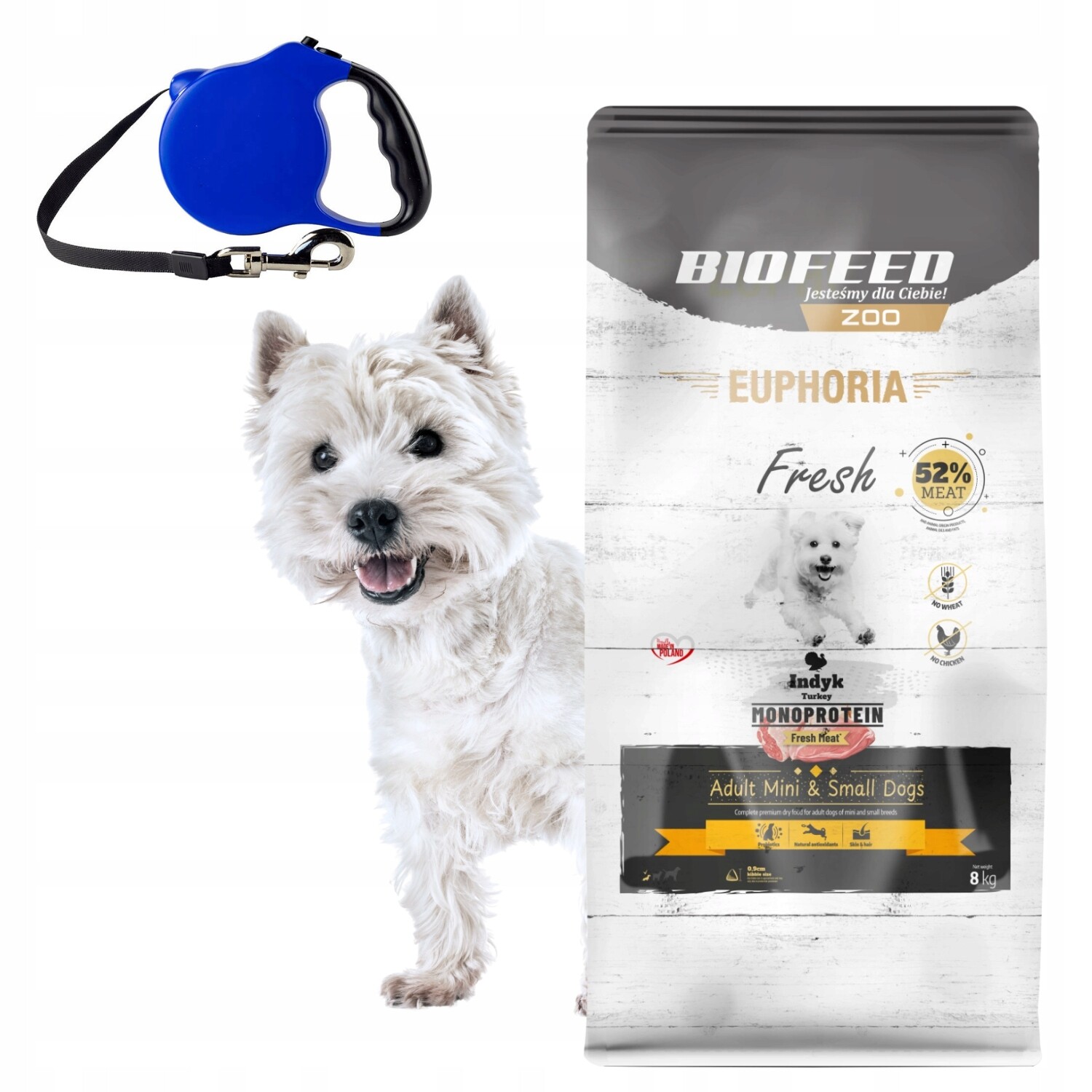 Euphoria Krmivo pro psy mini Xs/s monoproteinové bezobilné Krůta 8 kg Vodítko