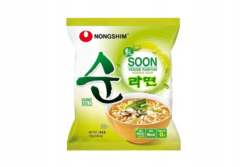 8x Nongshim polévka Soon Veggie Ramyun, lehce pikantní 112 g