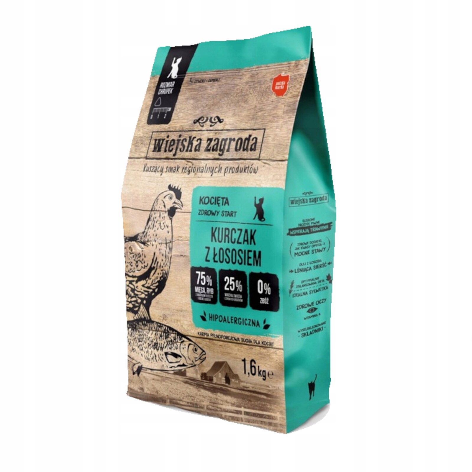 Wiejska Zagroda krmivo pro kočky Kuře s lososem a koťaty 1,6 kg
