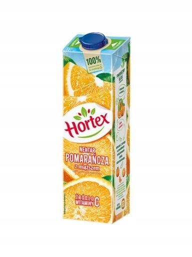 5x Hortex Pomeranč s dužinou nektar karton 1L
