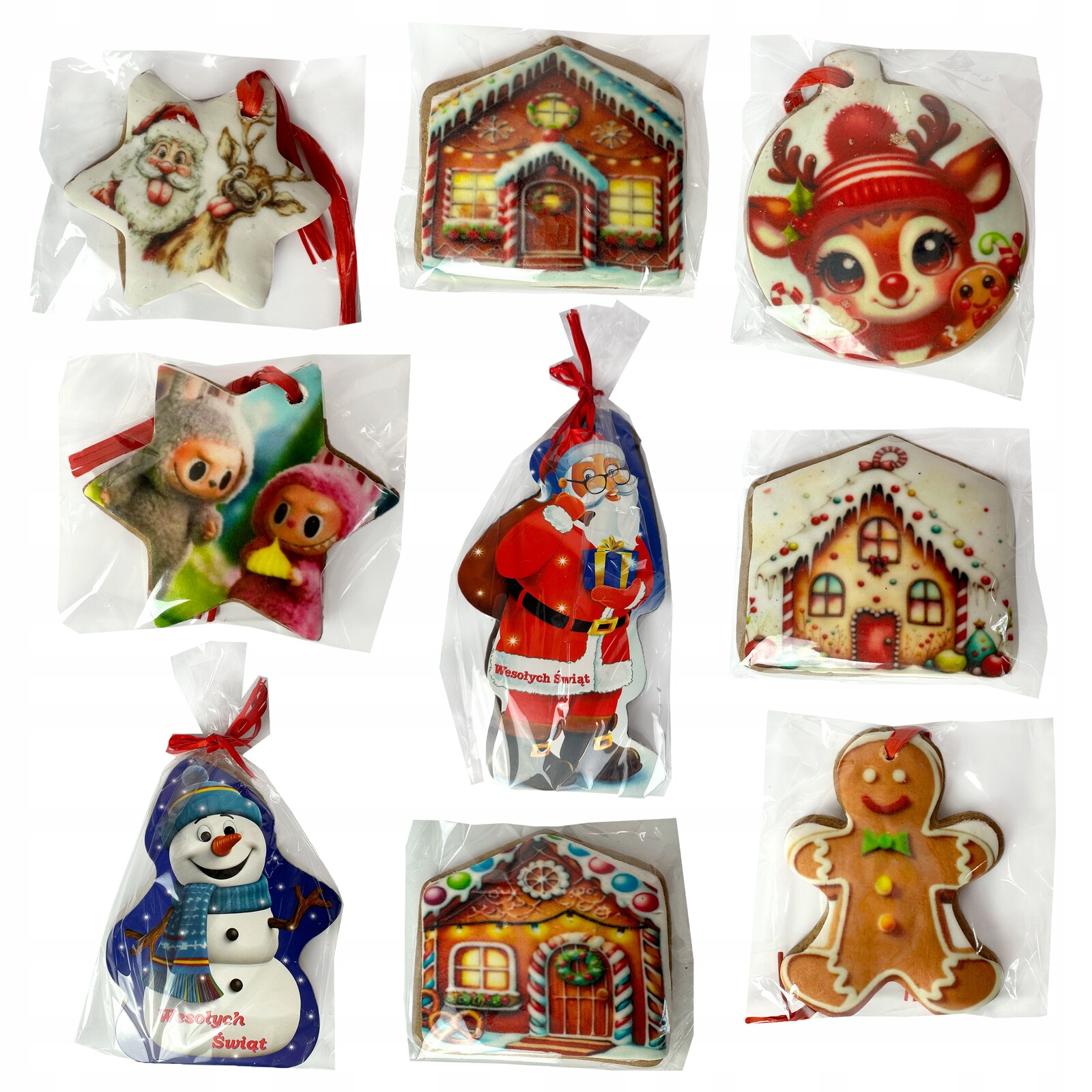 Perníky Vánoční přívěsky Sada Dárek 9ks Vánoce