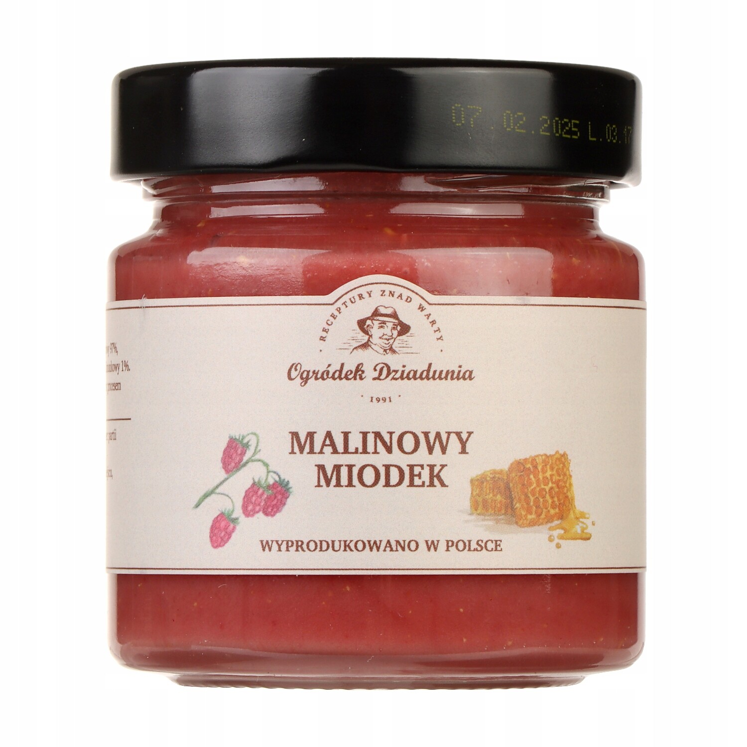 3x Med mnohokvětý s malinou 250 g Ogródek Dziadunia Malinový Med
