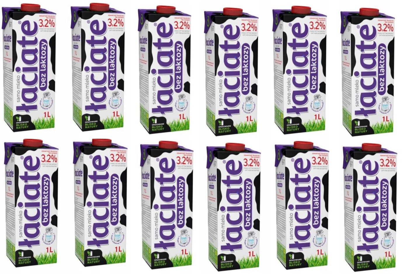 Łaciate mléko bez laktózy Uht 3,2% 12x1 l Mlekpol