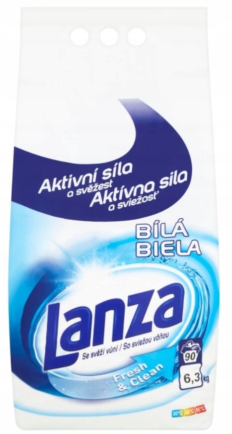 Lanza Fresh & Clean Bílá prací prášek na bílé prádlo 90 dávek 5,85 kg