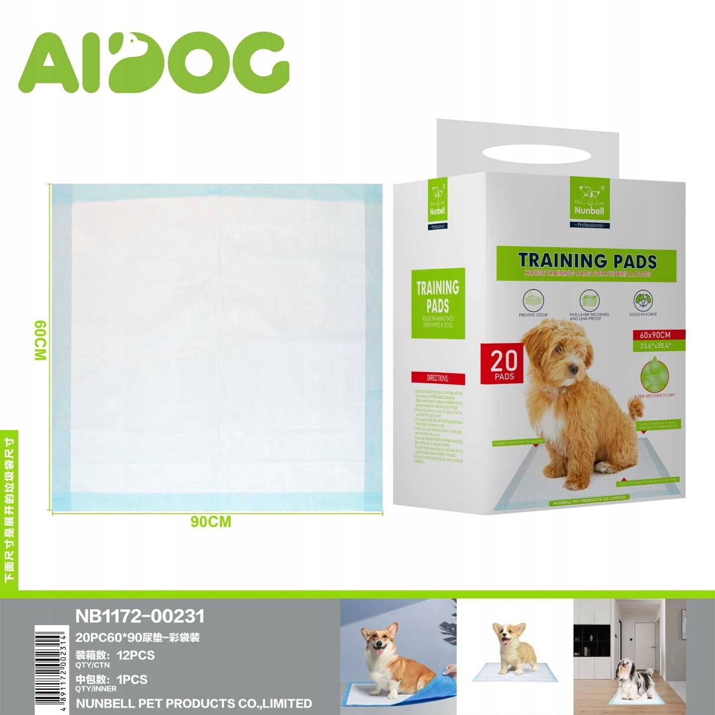 Tréninkové podložky pro psy 60x90 cm 20 ks Superabsorpční AiDog Nubnell