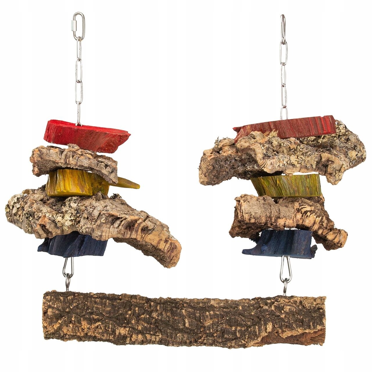 Přírodní houpačka z kůry korkového dubu s barevnými kostkami XXL pro pa