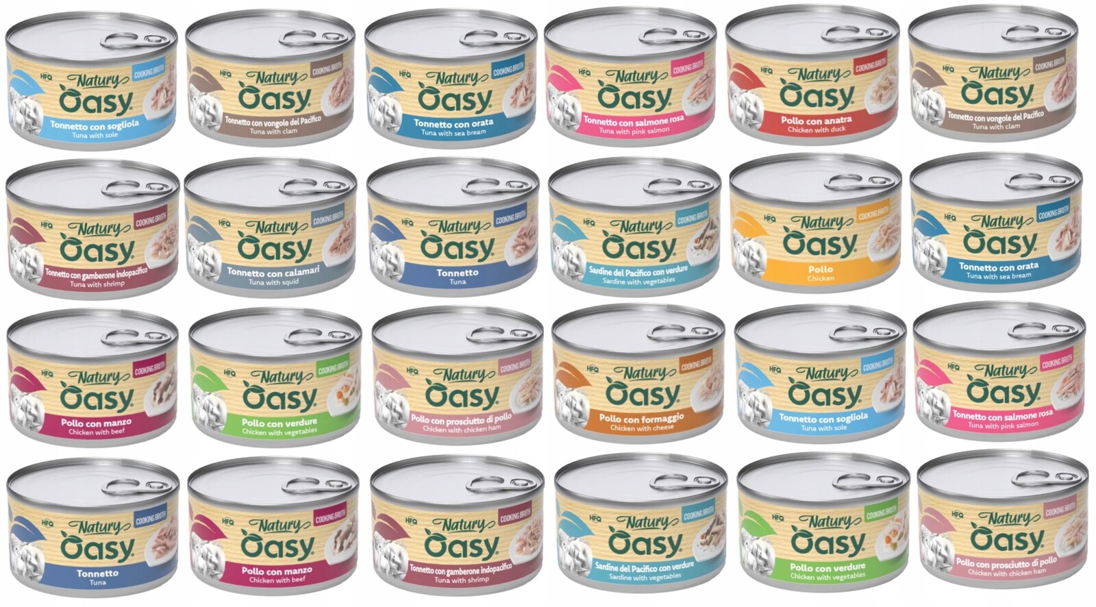 Vlhké krmivo pro kočky Oasy Příroda – MIX Chutí ve vývaru, konzerva 24 x 85 g