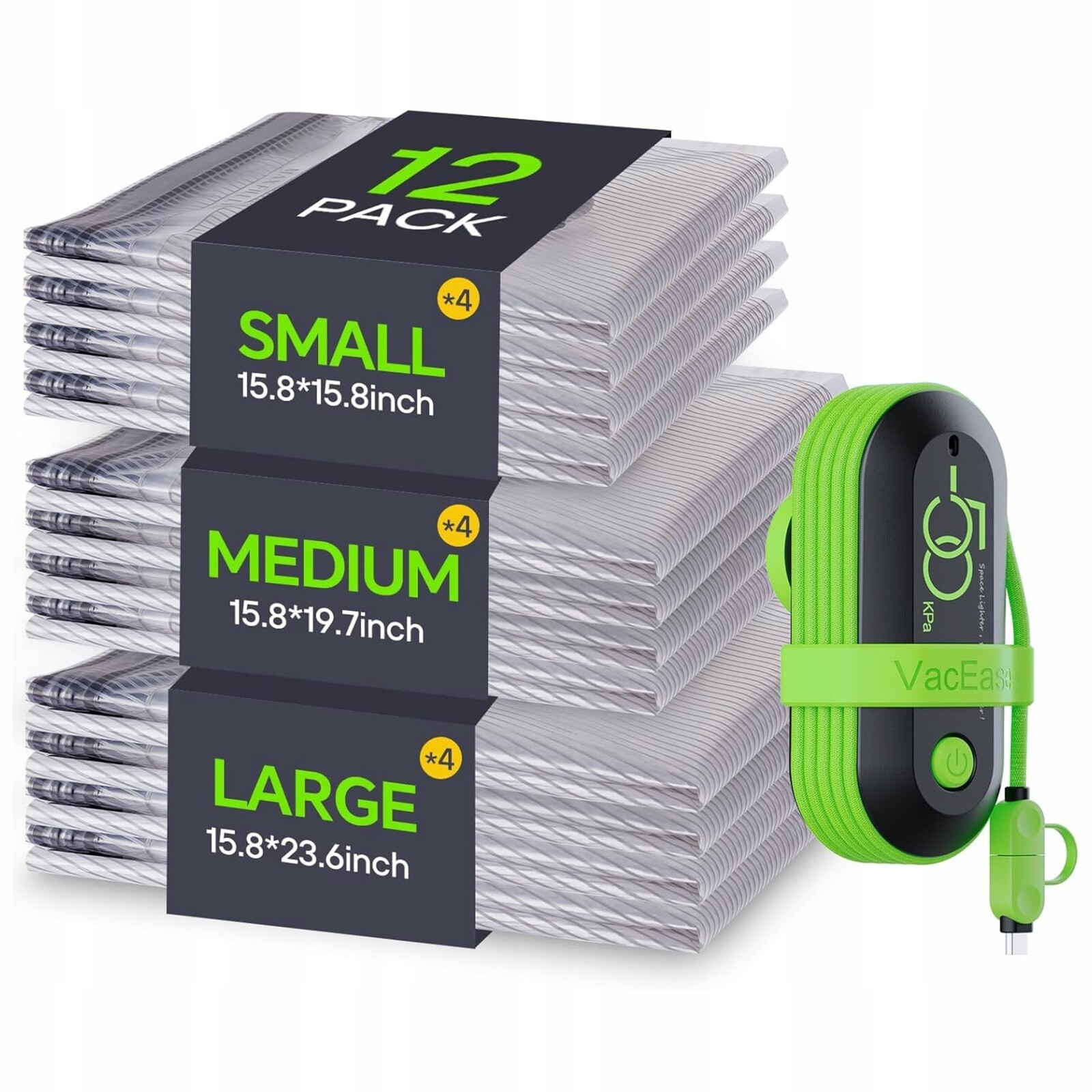 Vakuové Pytle Na Oblečení Elektronická pumpa Usb 2 Sady 12 kusů