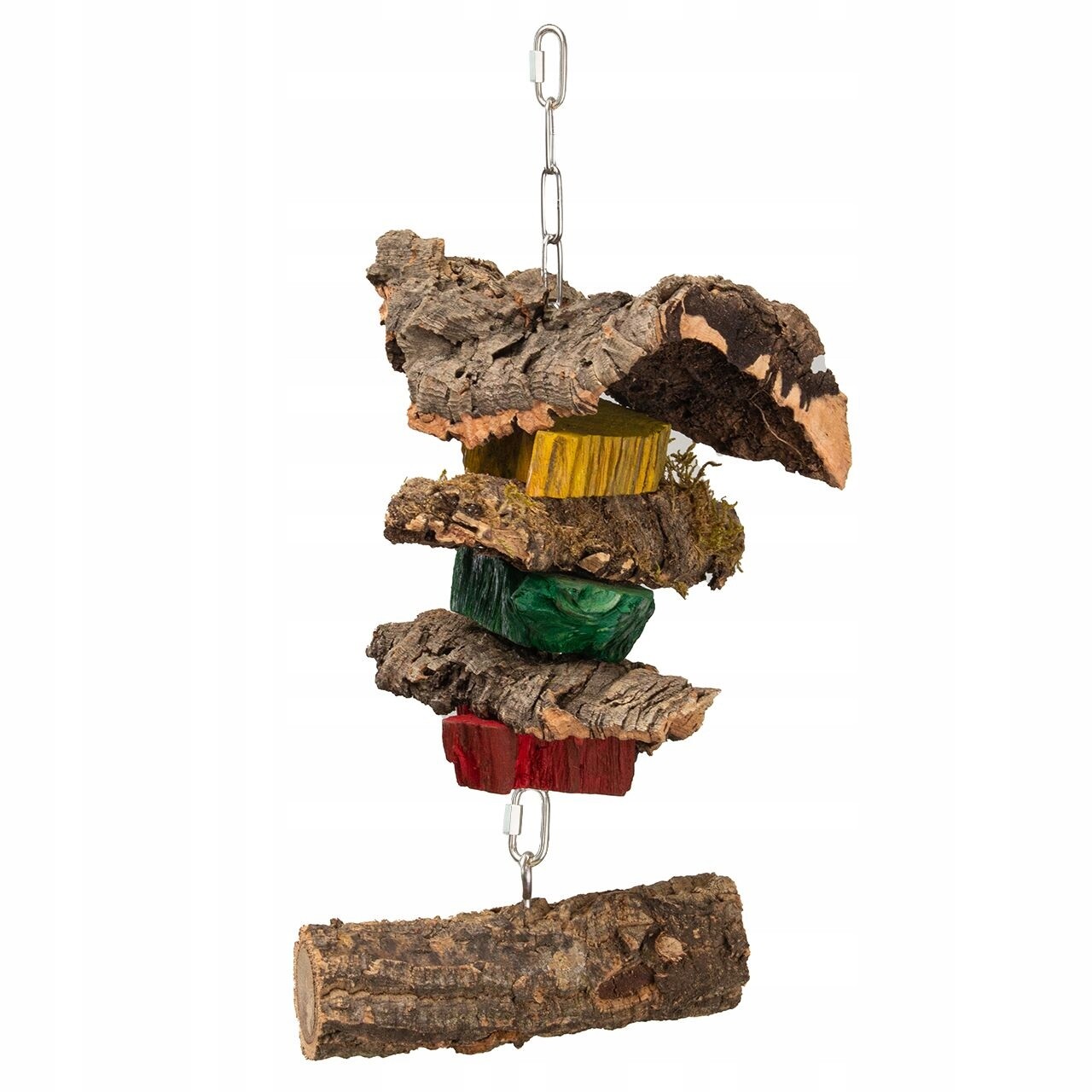 Hračka z korku a dřevěných dlaždic Přírodní Hračka pro papoušky Dlouhá