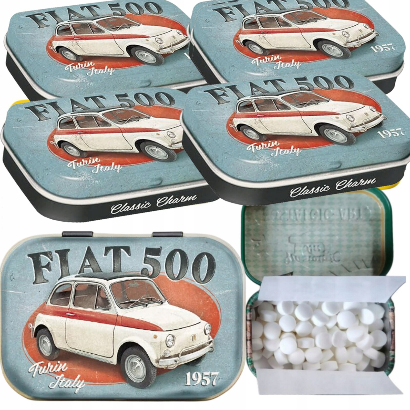 Bonbóny Mátové 4 Balíčky Fiat 500 Turin Box 15g Nostalgic Art