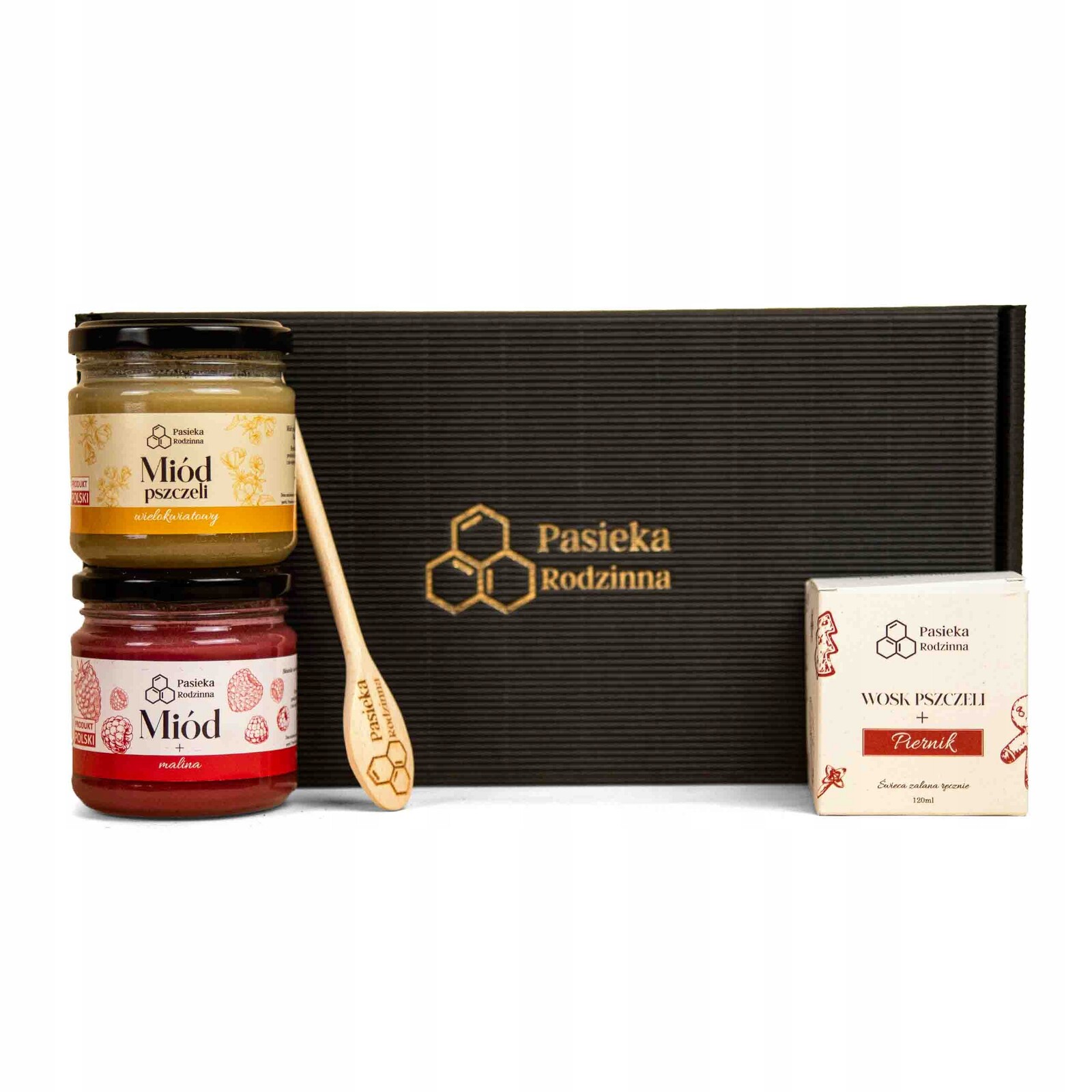 Elegantní sada dvou medů 240 g a vonné svíčky v krabičce