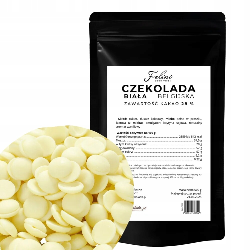 2x Felini čokoláda bílá belgická 28% 500 g