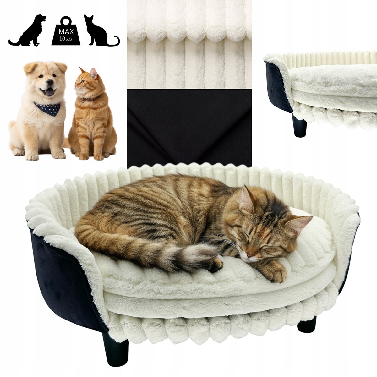 Pelíšek pro psa a kočku, pohovka pro zvířata, měkká pohovka, velikost L65x55