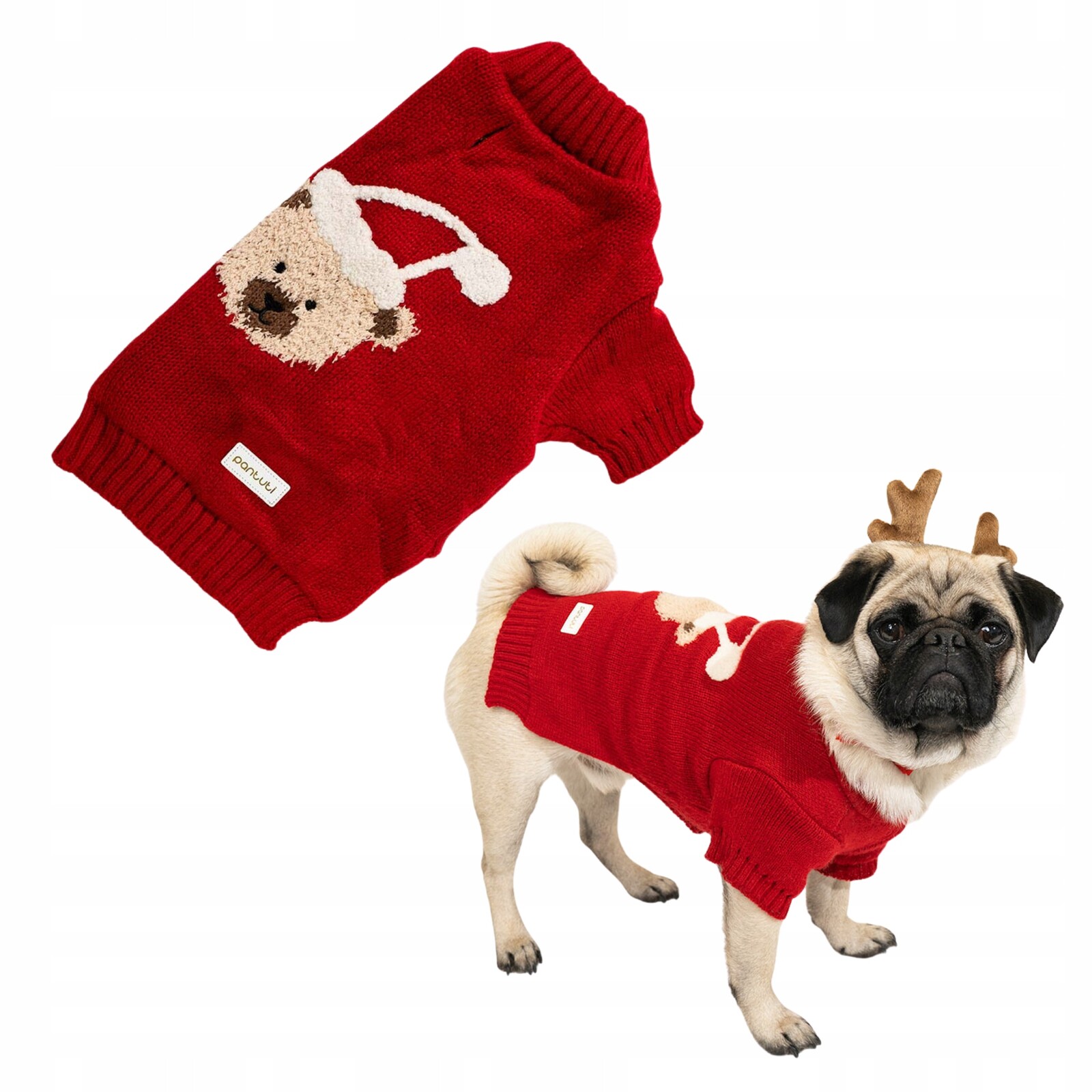 Teplý elastický vánoční svetr pro psa červený Alfi 3XL
