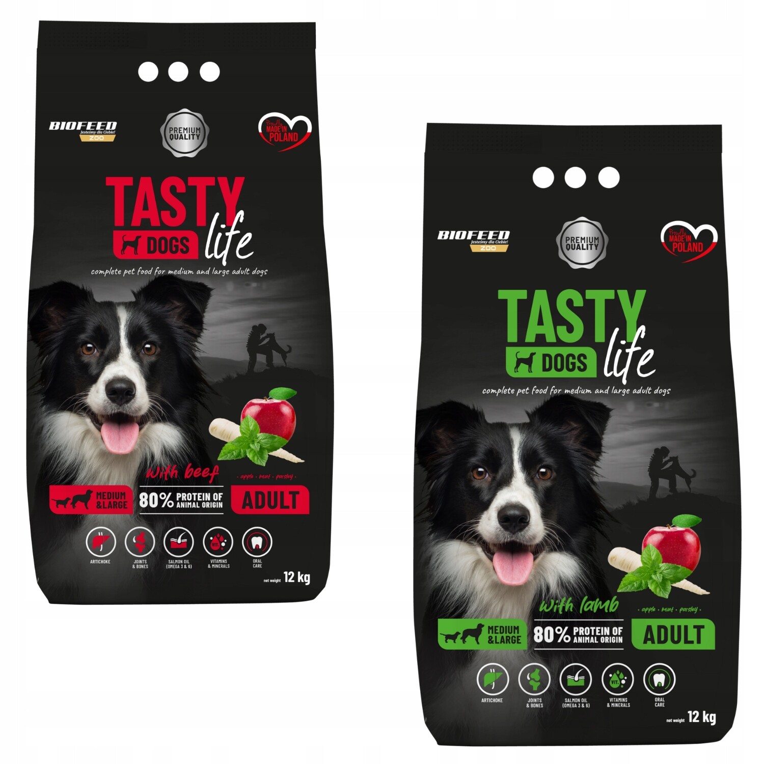 Tasty Dogs Life Suché krmivo pro psy středních a velkých plemen hovězí maso 12kg x2