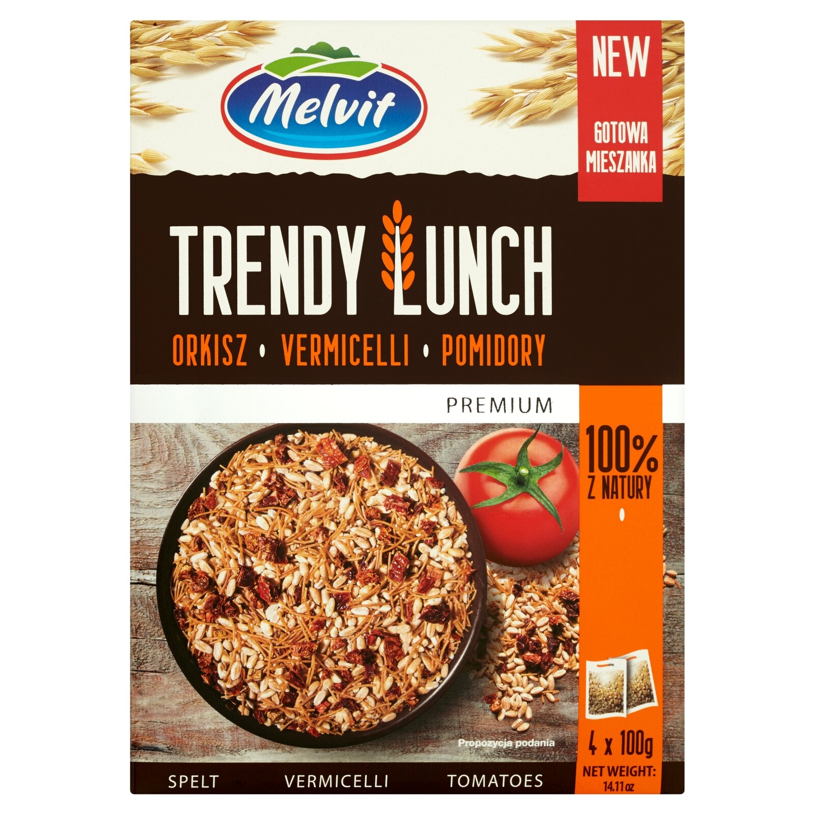 7 x Melvit Premium Trendy Lunch špalda vermicelli rajčata 400 g (4 sáčky)