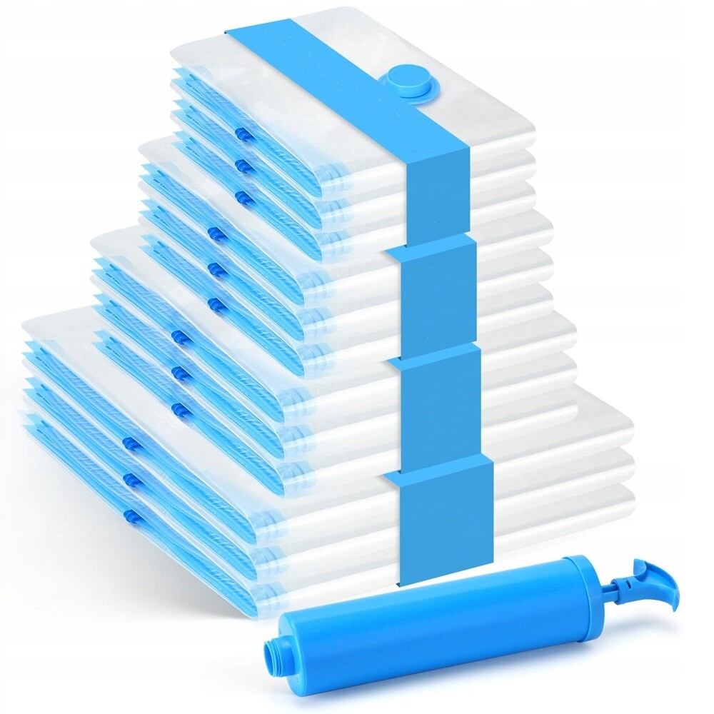 Vakuové Sáčky Pro Kompresi 12 Ks Ve 4 Velikostech S Čerpadlem