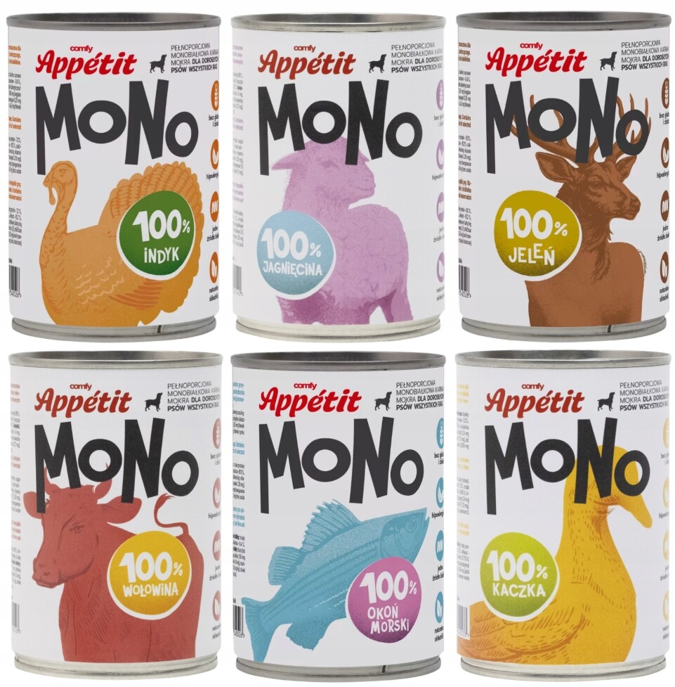 Comfy Appetit Mono krmivo pro psy MIX Chutí 6x400 g