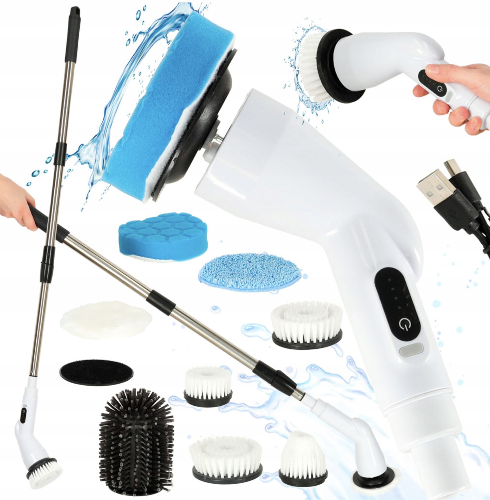 Elektrický Rotační Mop Pro Čištění 9 Kartáčovými Hlavami