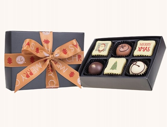 Vánoční čokoládky jako dárek Pralinky Belgické bonboniéra 6 ks 75 g