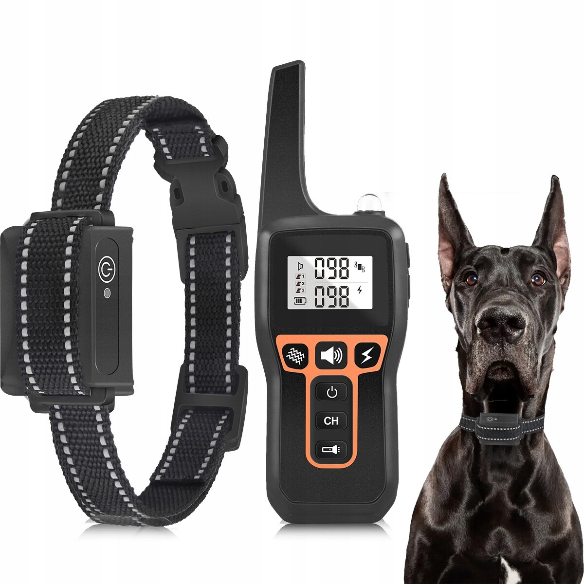Elektrický tréninkový obojek dosah 1000 m, voděodolný, pro 3 psy