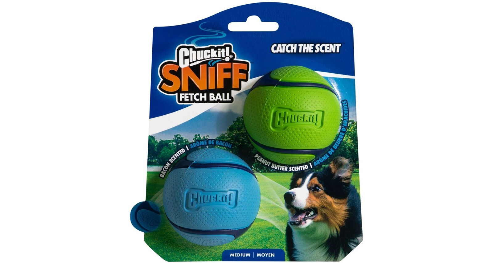 Chuckit! Sniff Ball Míčky s vůní slaniny a arašídového másla 6,5 cm