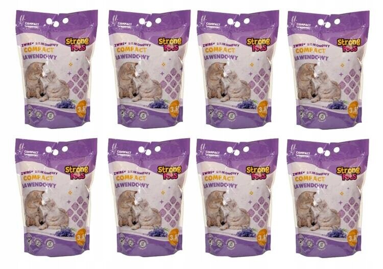 Strong Pets Silikonové Stelivo Compact Levandule 8x3,8L do záchodu pro kočky