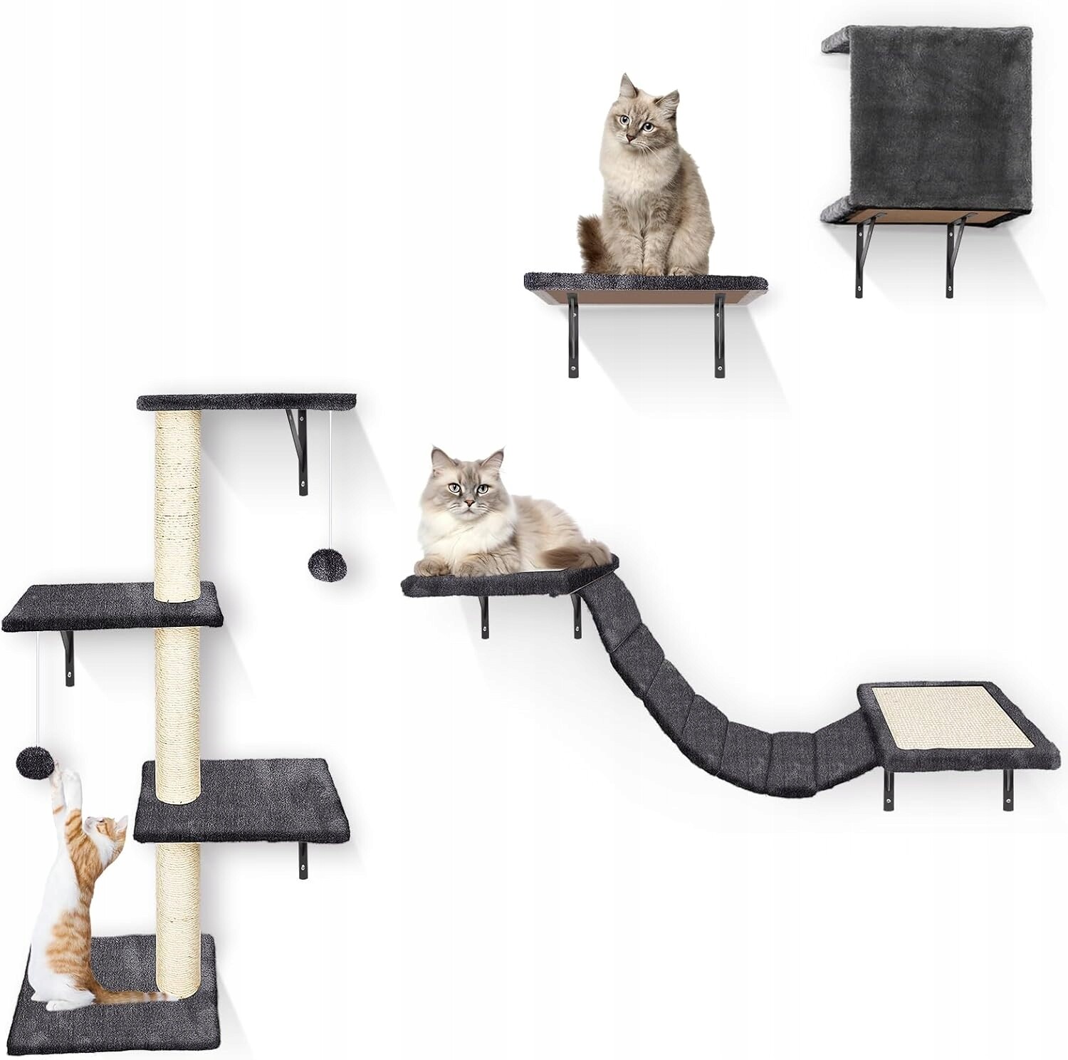 Sada Lezecká stěna-škrabadlo pro kočky sada nábytku pro kočky nástěnná