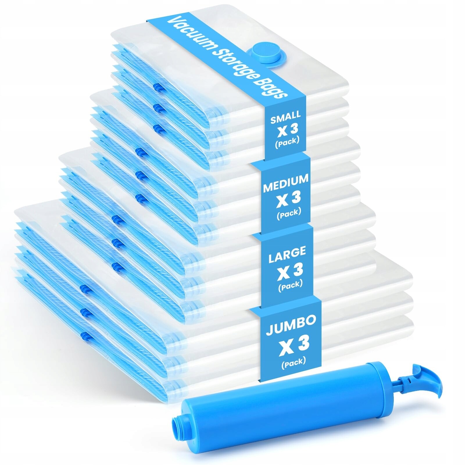 12 ks vakuových sáčků pro ukládání oblečení, přikrývek, polštářů, přikrývek