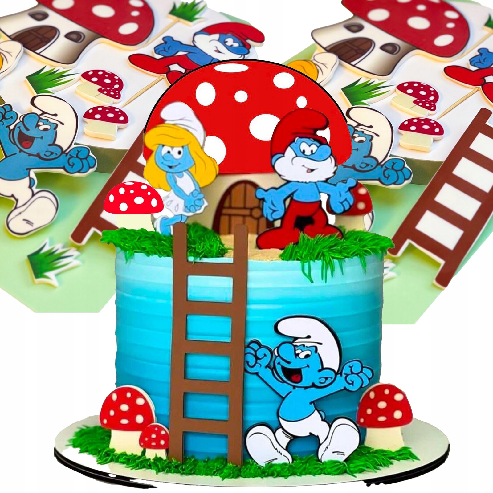 Velký XXL set na dort Šmoulové 12 El 2D ozdobné figurky oplatek