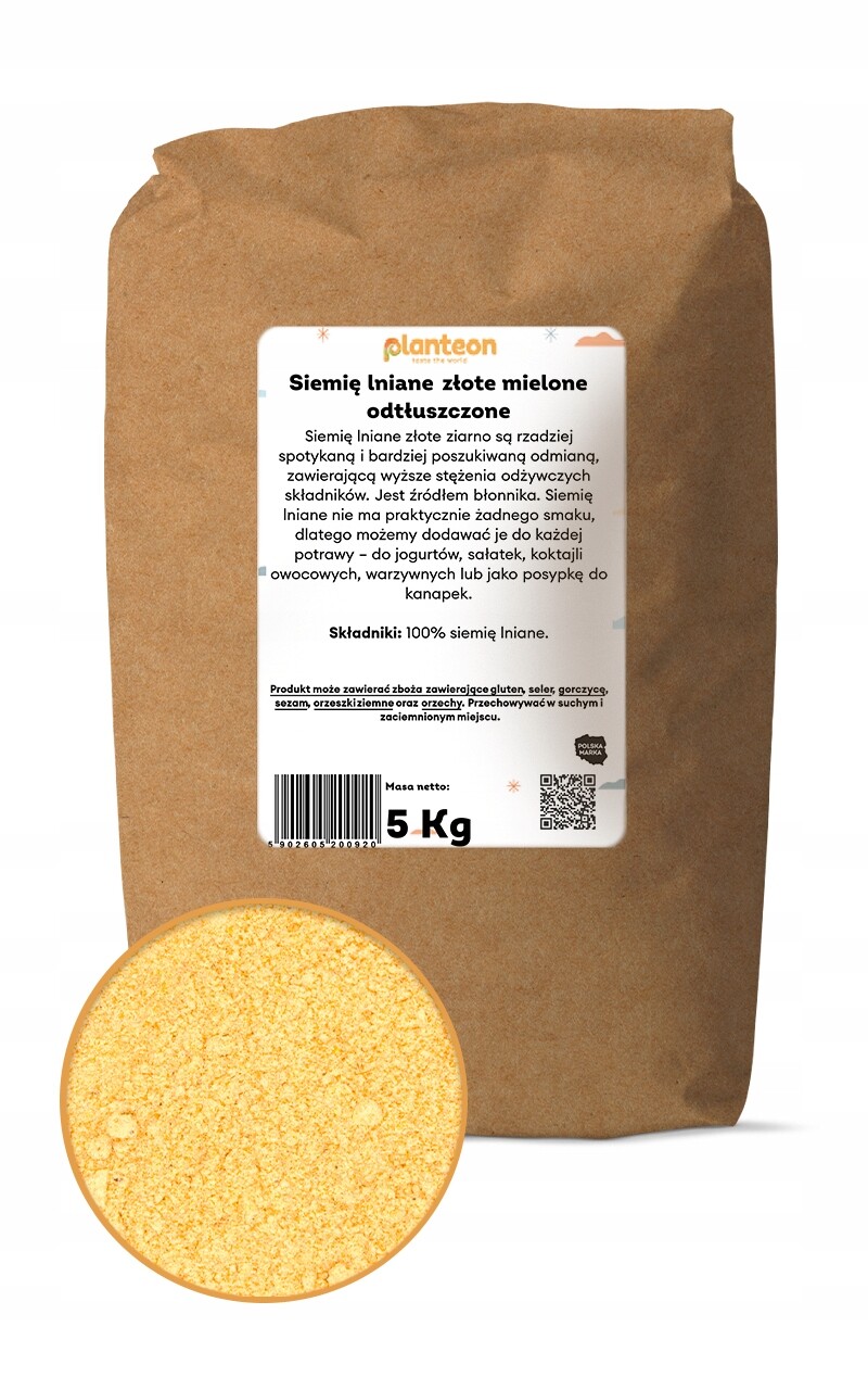 Lněné semínko zlaté mleté odtučněné 5 kg zlatý len prášek