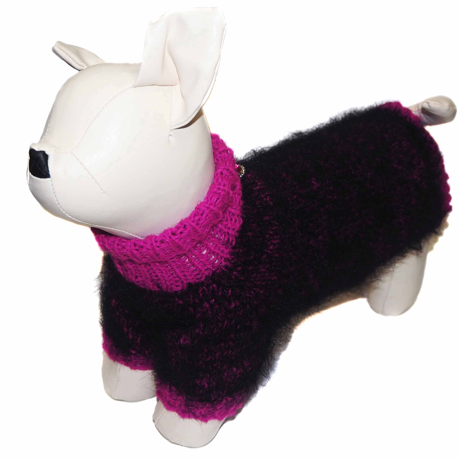 Stylový teplý svetřík pro dívčího psa – velikost S – fuchsie