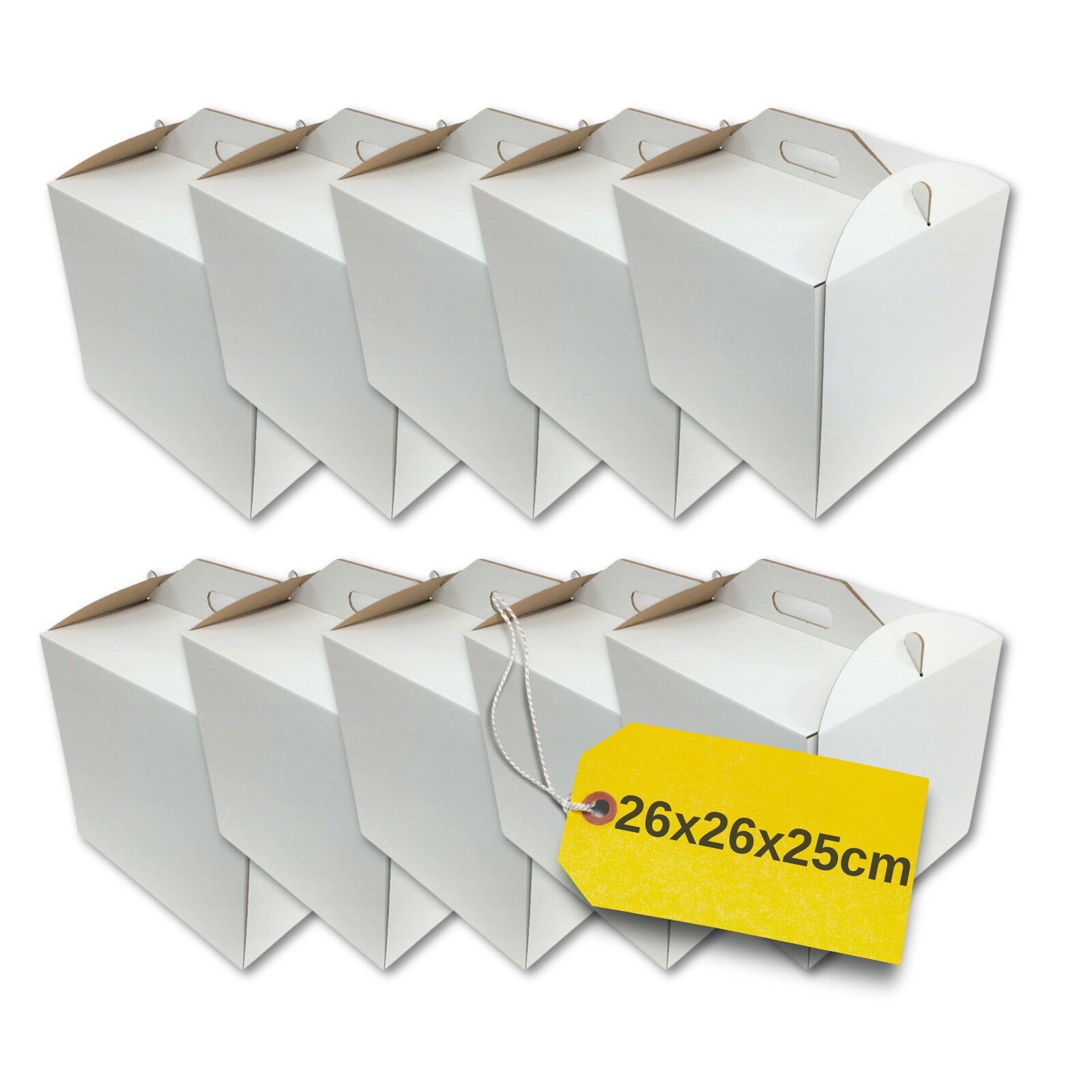 Krabička na dort dort 26x26x25 cm, bílý karton, balení Svaté Přijímání, křest