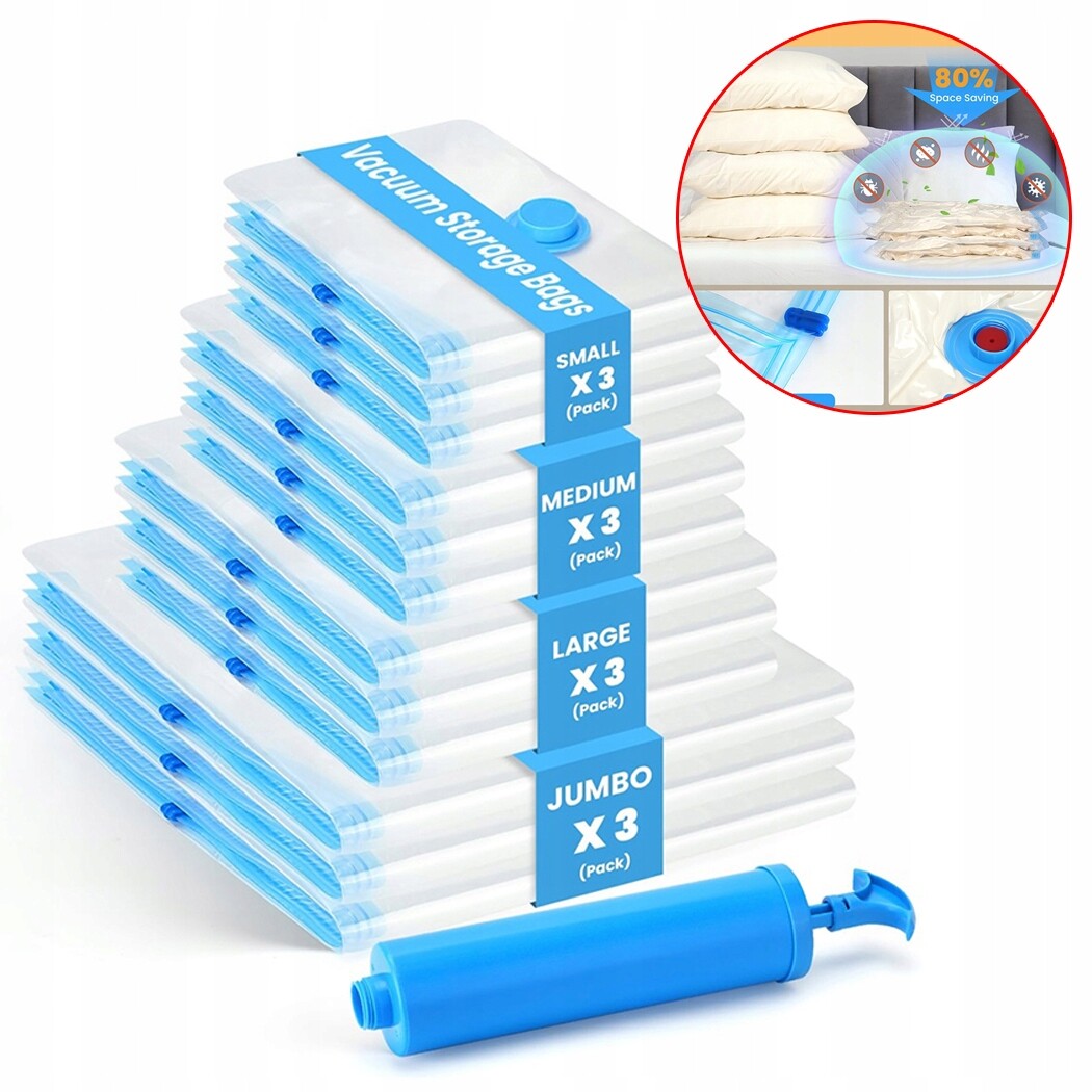 Vakuové Pytle Na Oblečení Povlečení, Tašky, 4 Velikosti, 12 Kusů