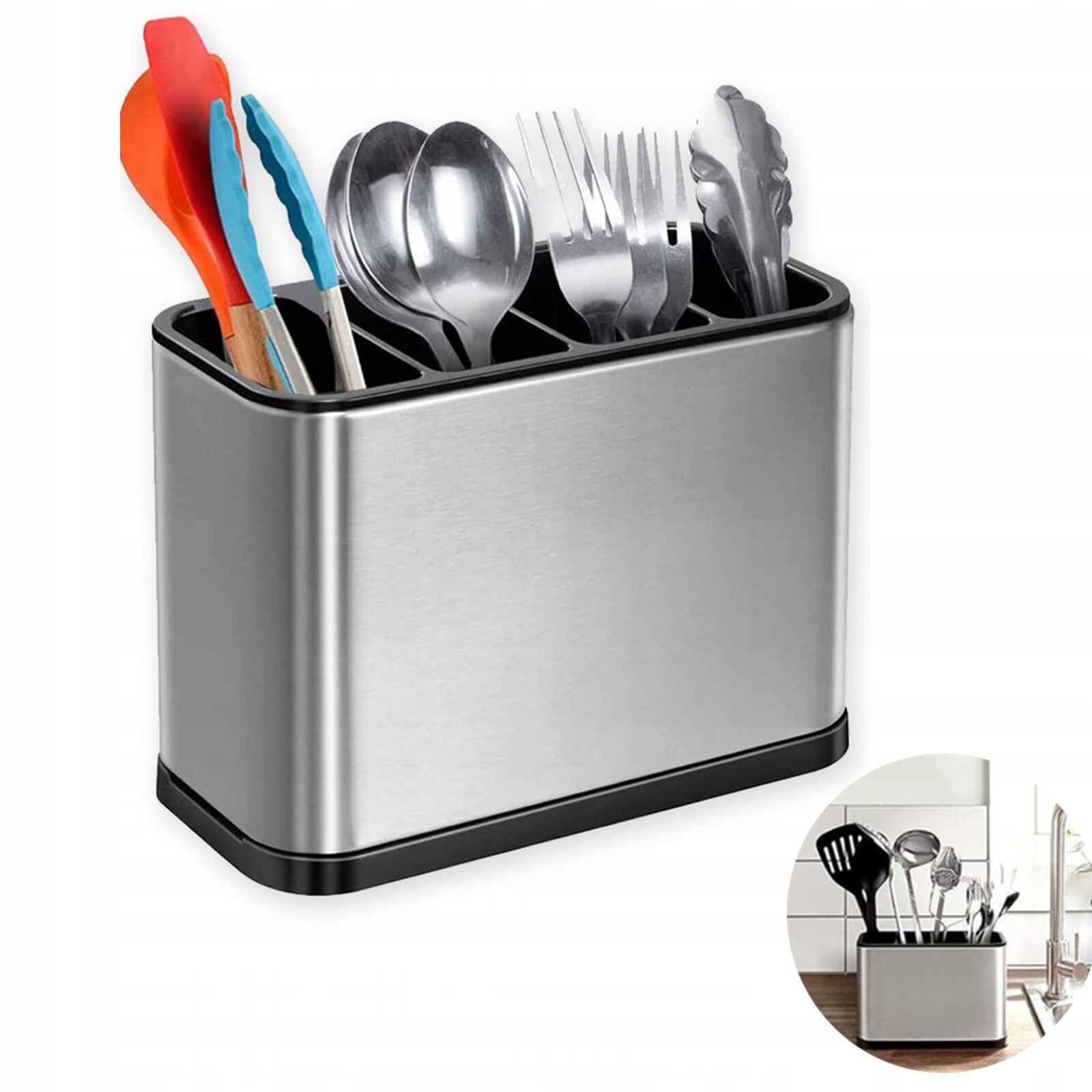 Organizér Na Příbory, Odcídač, Stříbrný Sušič Kuchyňského Nádobí, Ocelový A Plastový