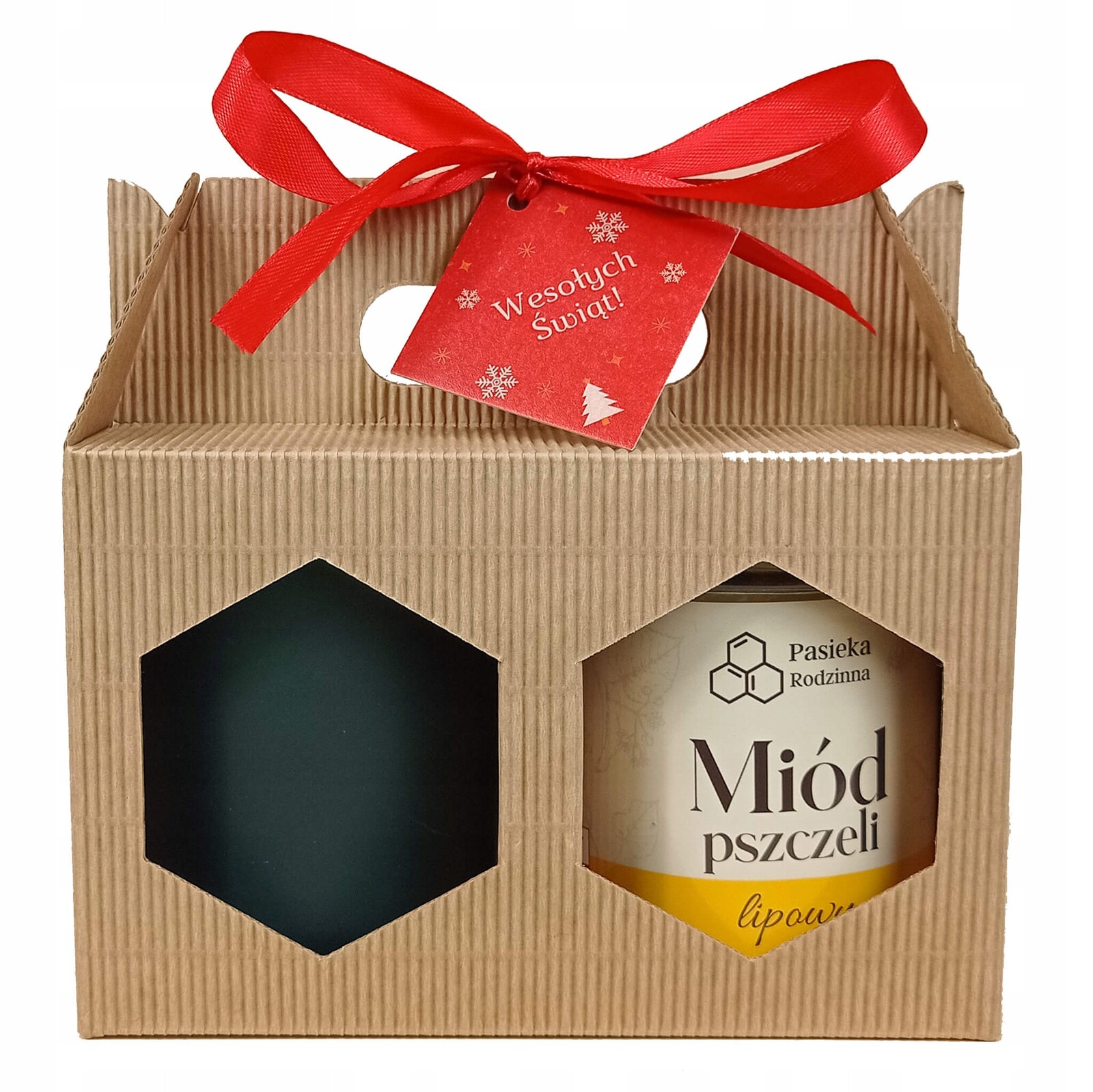 Vánoční Dárková sada Med s Malinou 410 g Svíčka Černá Mat 270 ml