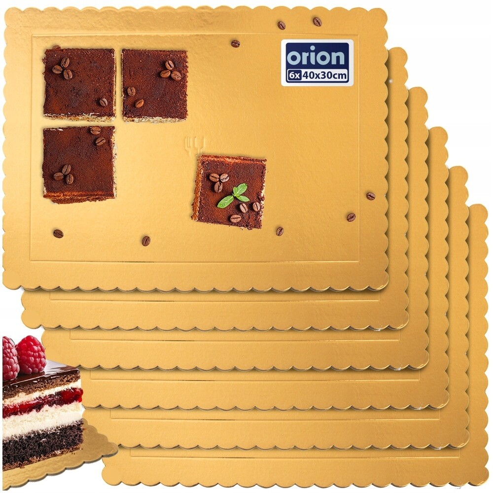 Dortový korpus, dort, zlatý obdélníkový, 40x30 cm, 6 ks.