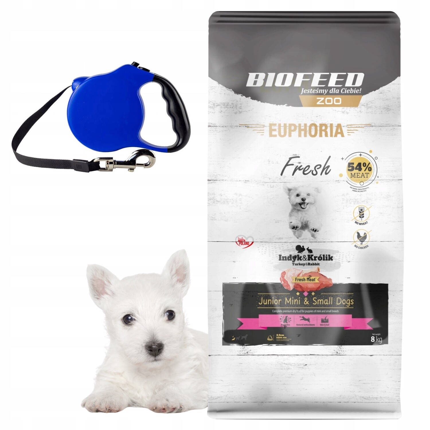 Euphoria Krmivo pro štěně Xs/s bezobilné Krůta Králík 8 kg Vodítko