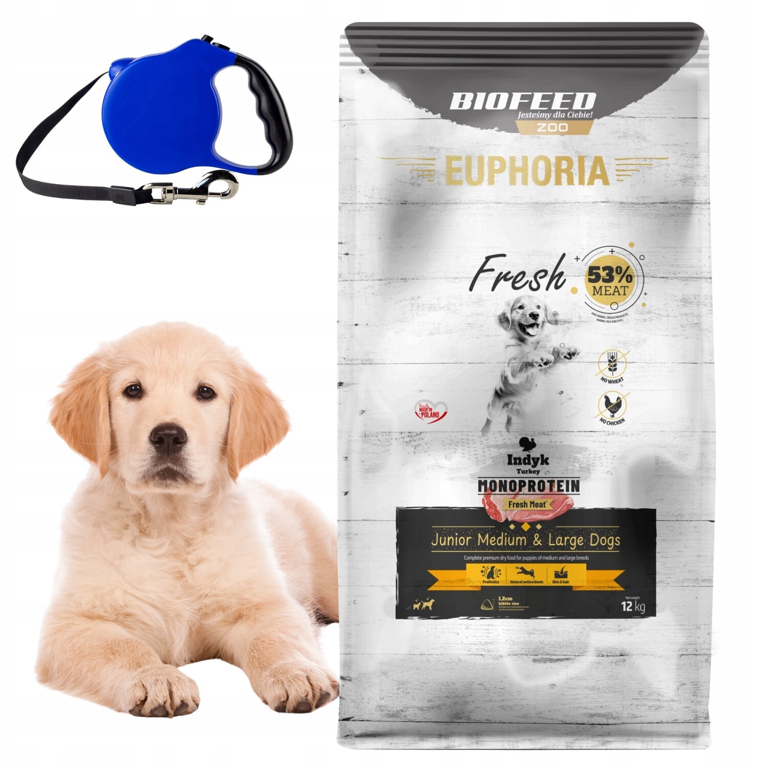 Euphoria Krmivo pro štěně velkého psa M/L monoproteinové Krůta 12 kg Vodítko