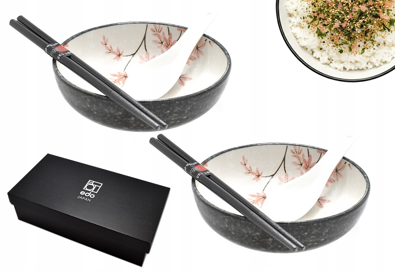 Sada 2 misek s lžícemi a paličkami Maple Leaf 15,5 cm 450 ml Box