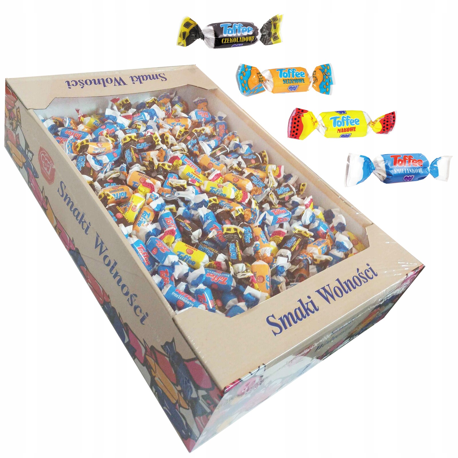 Bonbóny Toffee 4 příchutě mini směs 2700 g 2,7 kg Wolność
